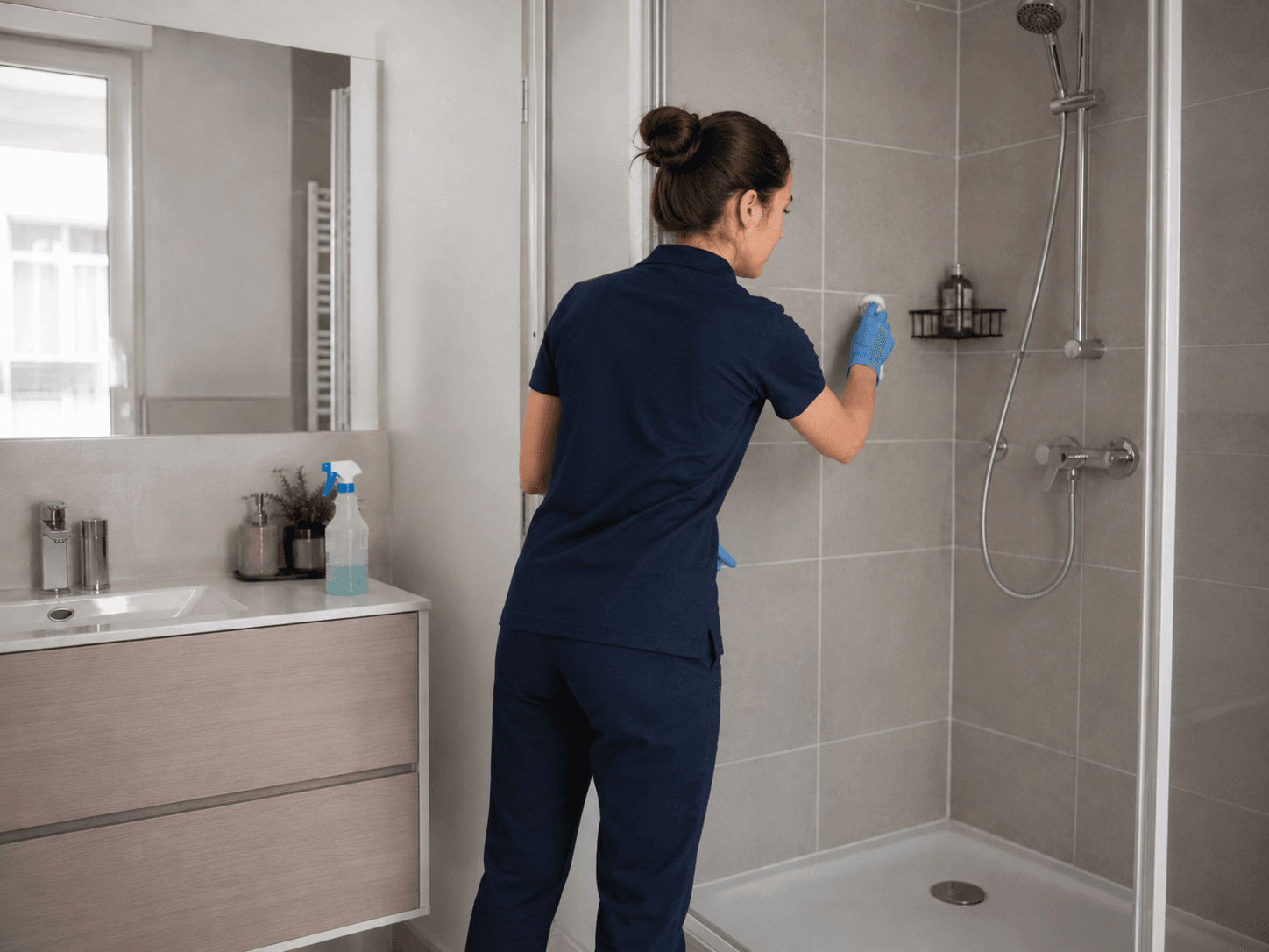Nettoyage professionnel d'une douche