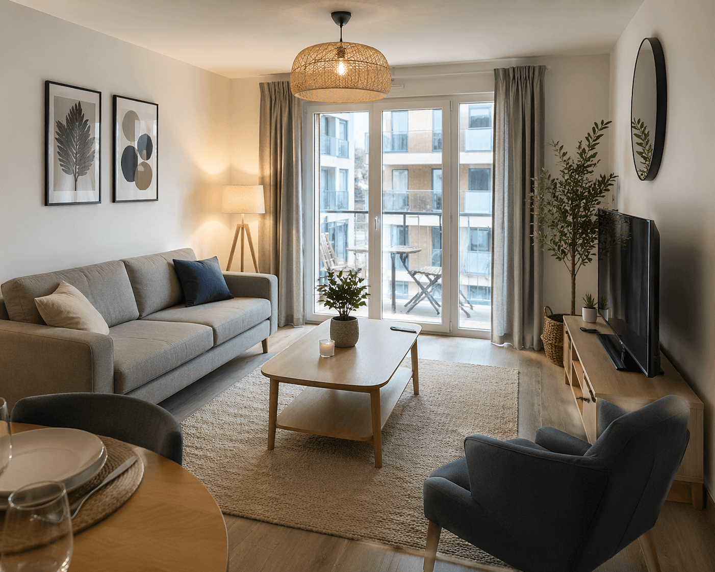 Salon lumineux d'un appartement géré par Maison Domalya